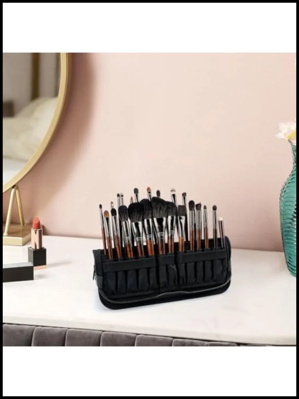 Travel Makeup Brush Holder Waterproof Stand-Up Organizer Portable Case